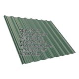 Damwandplaat T18DR dak mosgroen 0,50 mm met matpolyester coating, specificaties weergegeven