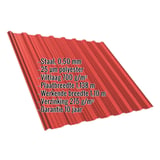Damwandplaat T18DR Koraalrood (RAL 3016) met ingebedde gegevens: staal, 0,50 mm, 25 µm polyester, viltlaag 700 g/m²