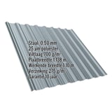 Damwandplaat T18DR Pelsgrijs, 0,50 mm, met ingebedde technische gegevens