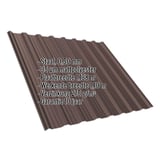 Damwandplaat T18DR 0,50 mm Chocoladebruin met matpolyester coating, specificaties getoond