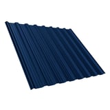 Damwandplaat T18DR 0,50 mm Gentiaanblauw, hoofdaanzicht schuin van boven