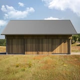 Schuur met dak van damwandplaat T18DR Zilver-Metallic, 0,50 mm staal, 25 µm polyester coating