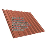 Damwandplaat T18DR koperbruin 0,75 mm, polyester coating, met ingebedde productgegevens