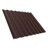 Damwandplaat T18DR dak Chocoladebruin 0,75 mm, hoofdaanzicht, schuin van boven