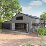 Bedrijfsgebouw met wandbekleding van damwandplaat T18DR Zilver-Metallic, toepassingsvoorbeeld