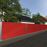 Omheining van damwandplaat T18DR Koraalrood, 0,50 mm Staal, als privacyscherm