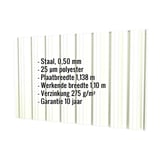 Damwandplaat T18DR wand Grijswit, 0,50 mm, met ingebedde specificaties