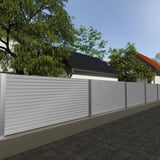 Schutting van damwandplaat T18DR wand Zilver-Metallic als toepassingsvoorbeeld
