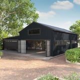 Bedrijfshal met antracietgrijze T18DR damwandplaat gevel en dak
