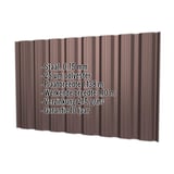 Damwandplaat T18DR 0,75 mm staal Chocoladebruin met ingebedde productgegevens