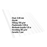 Damwandplaat T20M Aluzink, 0,40 mm, met anticondensvlies 700 g/m², specificaties als infografiek
