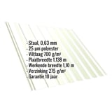 damwandplaat T20M staal 0,63 mm, grijswit RAL 9002, met ingebedde productinformatie