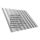 Damwandplaat T20M, 0,75 mm staal, polyestercoating, met ingebedde technische gegevens