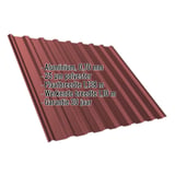Damwandplaat T20M aluminium 0,70 mm roodbruin, schuin van boven, met ingebouwde specificaties