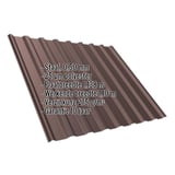 Damwandplaat T20M dak, RAL 8017 Chocoladebruin, 0,50 mm, met ingebedde specificaties