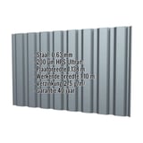 Damwandplaat T20M wand Venstergrijs, 0,63 mm, met ingebedde specificaties