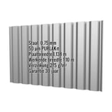 Damwandplaat T20M van staal 0,75 mm, zilver-metallic, met PURLAK® coating en ingebedde productdetails