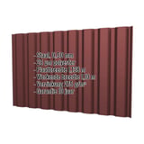 Damwandplaat T20M wand Roodbruin RAL 8012, 0,50 mm dik met polyester coating, specificaties getoond
