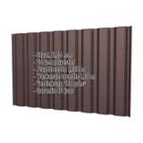 Damwandplaat T20M wand, 0,75 mm staal, RAL 8017 chocoladebruin, met ingebouwde specificaties