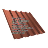 damwandplaat T35/207M terracotta met ingebedde productinformatie, staal 0,50 mm, 35 µm mattpolyester