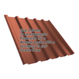 Damwandplaat T35/207MD van staal, 0,50 mm dik, terracotta RAL 8004, met ingebedde productgegevens