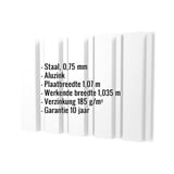 Damwandplaat T35/207M van aluzink staal, 0,75 mm dik, met ingebedde productinformatie