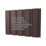 Damwandplaat T35/207M chocoladebruin met 50 µm PURLAK® coating, 0,50 mm staal, belangrijkste specificaties ingeblend