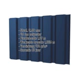 Damwandplaat T35/207M Gentiaanblauw (RAL 5010) met ingebedde technische gegevens