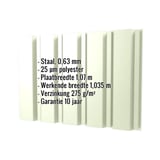 Damwandplaat T35/207M Grijswit, 0,63 mm, met ingebedde technische gegevens