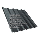 Damwandplaat T35DR Antracietgrijs (RAL 7016) met weergegeven specificaties zoals materiaal, dikte en coating