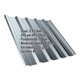 Damwandplaat T35DR dak, Venstergrijs RAL 7040, 0,63 mm, met ingebouwde specificaties