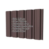 Damwandplaat T35DR wand chocoladebruin met ingebouwde specificaties voor materiaal, dikte en coating