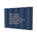 Damwandplaat T35DR wand Gentiaanblauw RAL 5010 met ingebedde technische gegevens