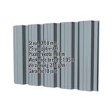Damwandplaat T35DR Pelsgrijs, 0,50 mm, met ingebedde productgegevens