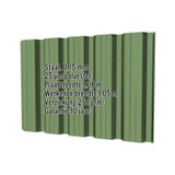 Damwandplaat T35DR wand Resedagroen RAL 6011 met ingebedde productgegevens