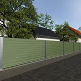 Schutting van damwandplaat T35DR wand Resedagroen RAL 6011 in de tuin