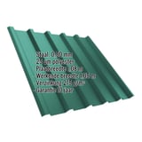 Damwandplaat T35MD mosgroen (RAL 6005), 0,50 mm, met ingebedde productgegevens als infografiek
