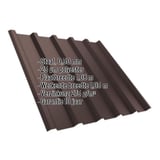 Damwandplaat T35MD dak, 0,50 mm staal, RAL 8017 Chocoladebruin, met ingebedde specificaties