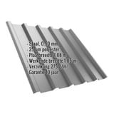 Damwandplaat T35MD Zilver-Metallic met ingebedde specificaties voor materiaal, dikte en coating