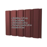 Damwandplaat T35M Wand aluminium 0,70 mm roodbruin met ingebedde specificaties