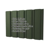 Damwandplaat T35M 0,50 mm Groen met PURMAT® coating, kerngegevens weergegeven