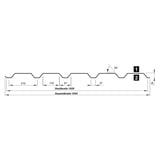 Technische tekening damwandplaat T35M wand met afmetingen en profielschets