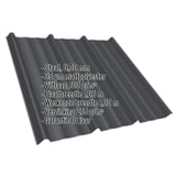 Damwandplaat T45/333M zwart, 0,50 mm, met ingebouwde specificaties zoals materiaal en coating