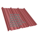 Damwandplaat T45/333M kersrood met ingebedde productdetails zoals materiaal, dikte en coating