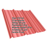 Damwandplaat T45/333M Koraalrood, 0,50 mm, met ingebedde gegevenslijst
