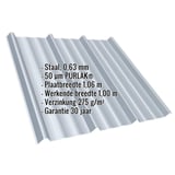 Damwandplaat T45/333MD van staal, 0,63 mm dik, zilver-metallic, met ingebedde productdetails