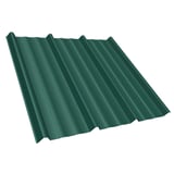 Damwandplaat T45/333MD mosgroen RAL 6005, 0,50 mm, hoofdaanzicht schuin van boven