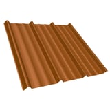 Damwandplaat T45/333MD Koperbruin (RAL 8004) 0,50 mm, bovenaanzicht van de profielplaat