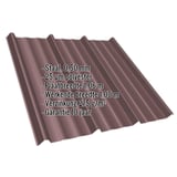 Damwandplaat T45/333MD in Chocoladebruin, 0,50 mm staal, met ingebedde specificaties