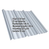Damwandplaat T45/333MD Zilver-Metallic 0,50 mm, met ingebedde productgegevens